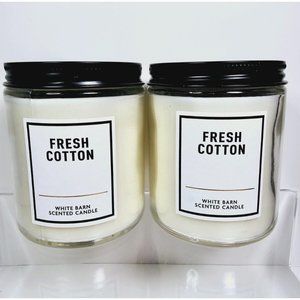 2 FRESH COTTON Bath & Body Works Scented Single Wick Candles 7oz NEW